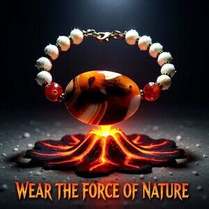 Bold & Chunky! Step into 2026 with Power! Beaded Agate + Fossil Beads Bracelet